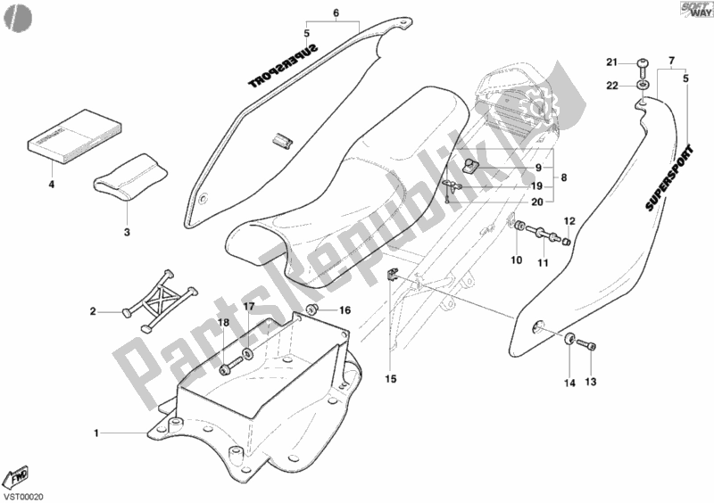 Todas as partes de Assento do Ducati Supersport 1000 SS 2006